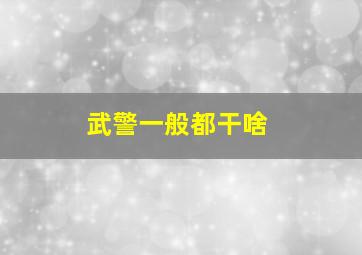 武警一般都干啥