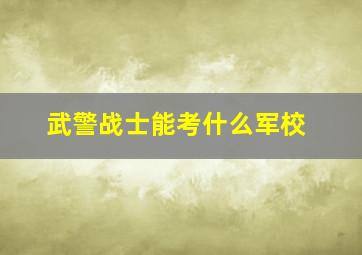 武警战士能考什么军校