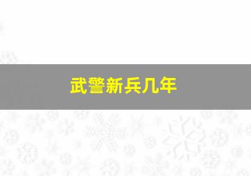 武警新兵几年