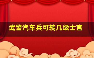 武警汽车兵可转几级士官