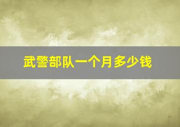 武警部队一个月多少钱