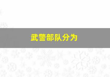 武警部队分为