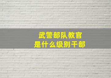 武警部队教官是什么级别干部