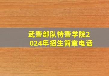 武警部队特警学院2024年招生简章电话