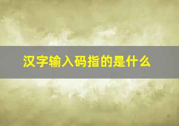 汉字输入码指的是什么