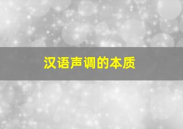 汉语声调的本质