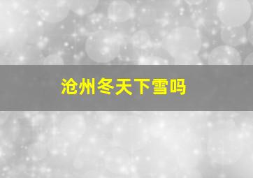 沧州冬天下雪吗