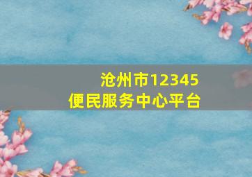 沧州市12345便民服务中心平台