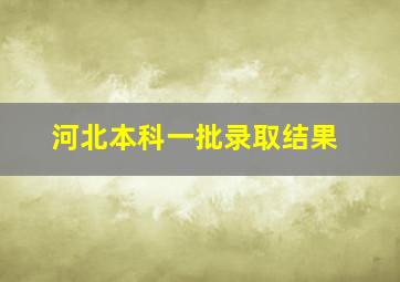 河北本科一批录取结果