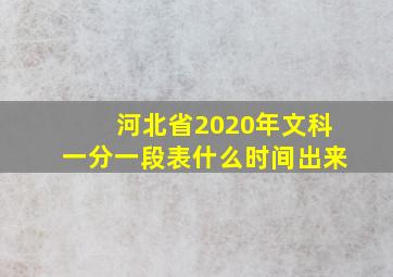 河北省2020年文科一分一段表什么时间出来