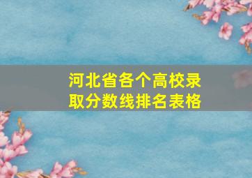 河北省各个高校录取分数线排名表格