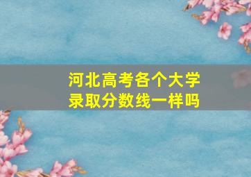 河北高考各个大学录取分数线一样吗