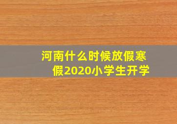 河南什么时候放假寒假2020小学生开学