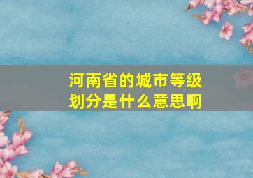 河南省的城市等级划分是什么意思啊