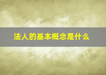 法人的基本概念是什么