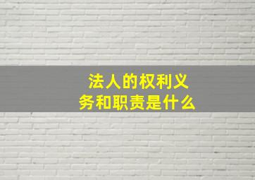 法人的权利义务和职责是什么