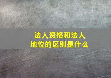 法人资格和法人地位的区别是什么