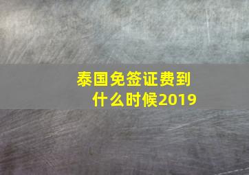 泰国免签证费到什么时候2019