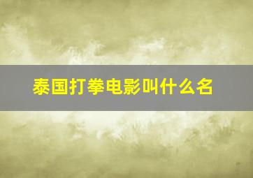 泰国打拳电影叫什么名