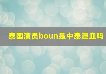 泰国演员boun是中泰混血吗