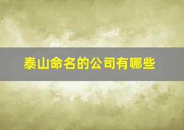 泰山命名的公司有哪些