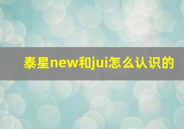 泰星new和jui怎么认识的