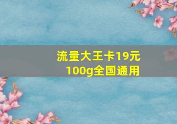 流量大王卡19元100g全国通用