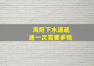 海阳下水道疏通一次需要多钱