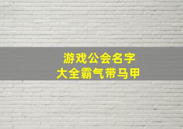 游戏公会名字大全霸气带马甲