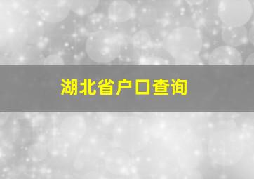 湖北省户口查询