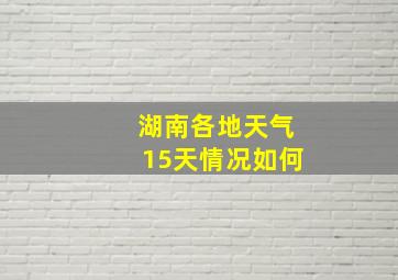 湖南各地天气15天情况如何