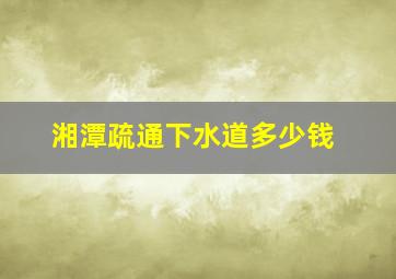 湘潭疏通下水道多少钱