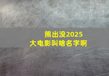 熊出没2025大电影叫啥名字啊