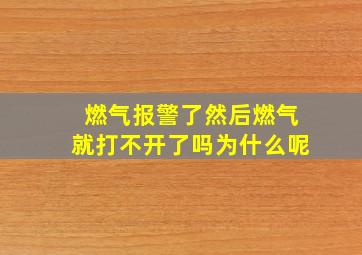 燃气报警了然后燃气就打不开了吗为什么呢