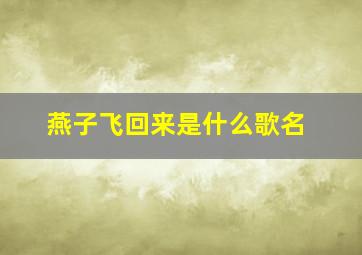 燕子飞回来是什么歌名