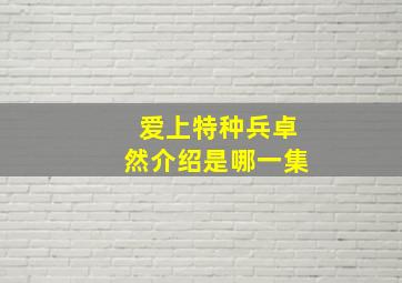 爱上特种兵卓然介绍是哪一集