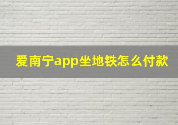 爱南宁app坐地铁怎么付款