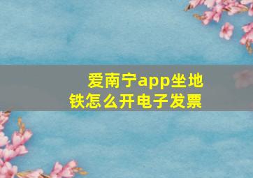 爱南宁app坐地铁怎么开电子发票