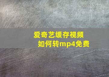 爱奇艺缓存视频如何转mp4免费