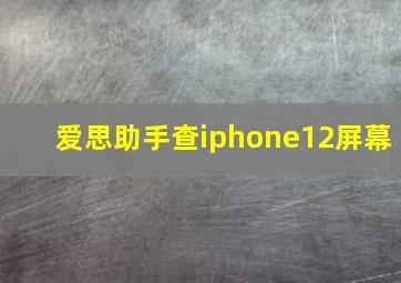 爱思助手查iphone12屏幕