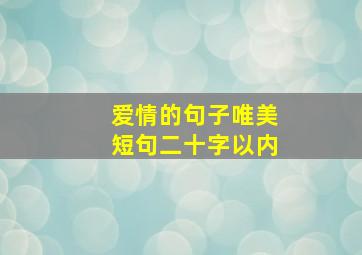 爱情的句子唯美短句二十字以内