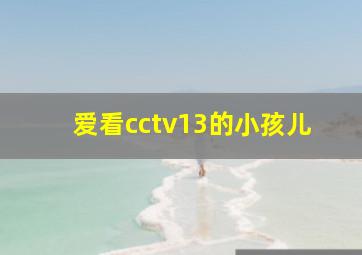 爱看cctv13的小孩儿