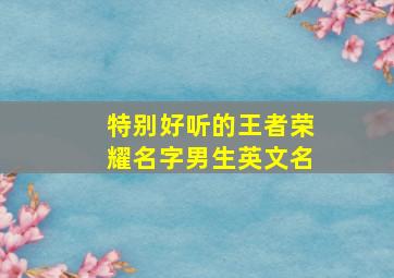 特别好听的王者荣耀名字男生英文名