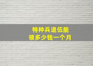 特种兵退伍能领多少钱一个月