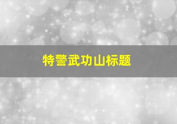 特警武功山标题