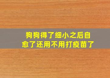 狗狗得了细小之后自愈了还用不用打疫苗了