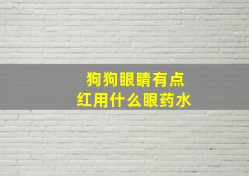 狗狗眼睛有点红用什么眼药水