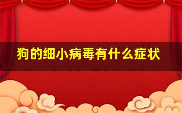 狗的细小病毒有什么症状