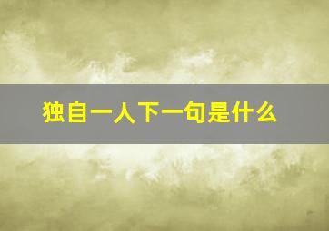 独自一人下一句是什么