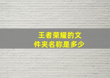 王者荣耀的文件夹名称是多少